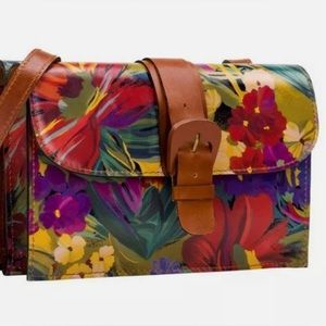 New Patricia Nash Tauriana Leather Crossbody Organizer Citrus Sunrise
